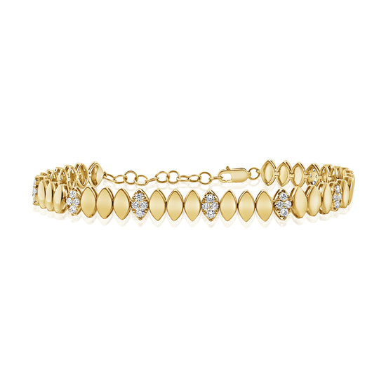 Marquee Gold & Cluster Diamond Bracelet
