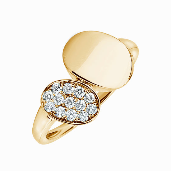 Pave Diamond Oval + Larger Gold Oval Ring