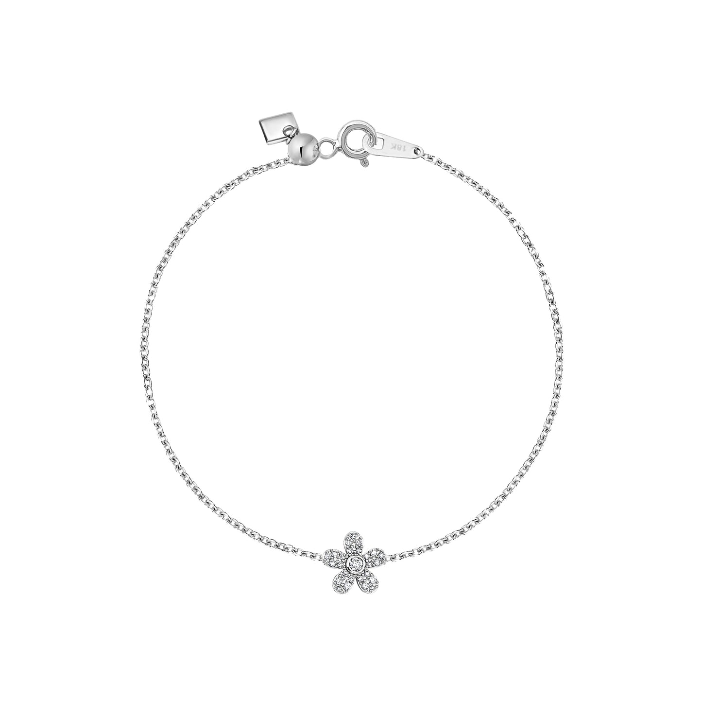 Diamond Flower on Chain Bracelet