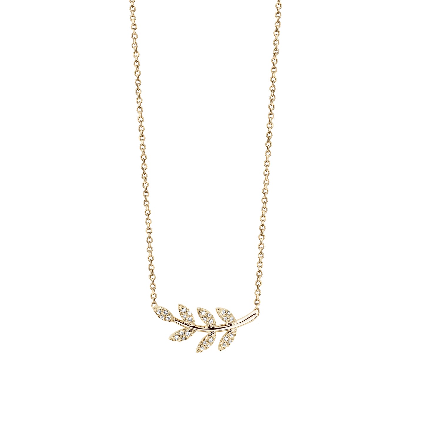 Load image into Gallery viewer, Diamond Curved Leaf Stem on Chain Necklace
