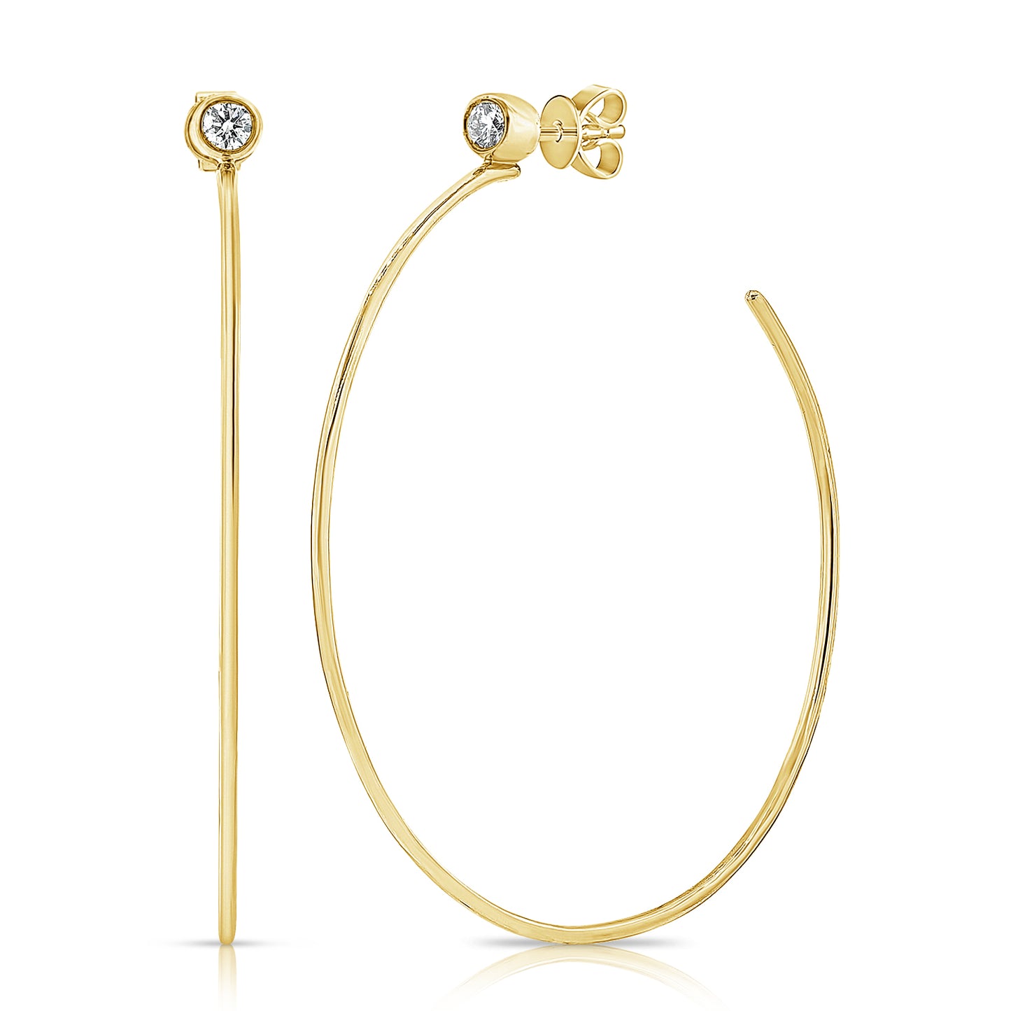 Load image into Gallery viewer, 2 Inch Gold Hoops on Diamond Post
