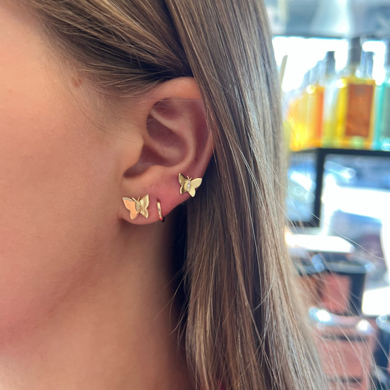 Mini Diamond & Gold Butterfly Earrings