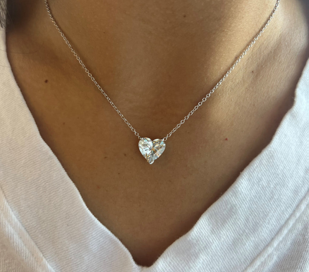 Heart solitaire diamond deals necklace