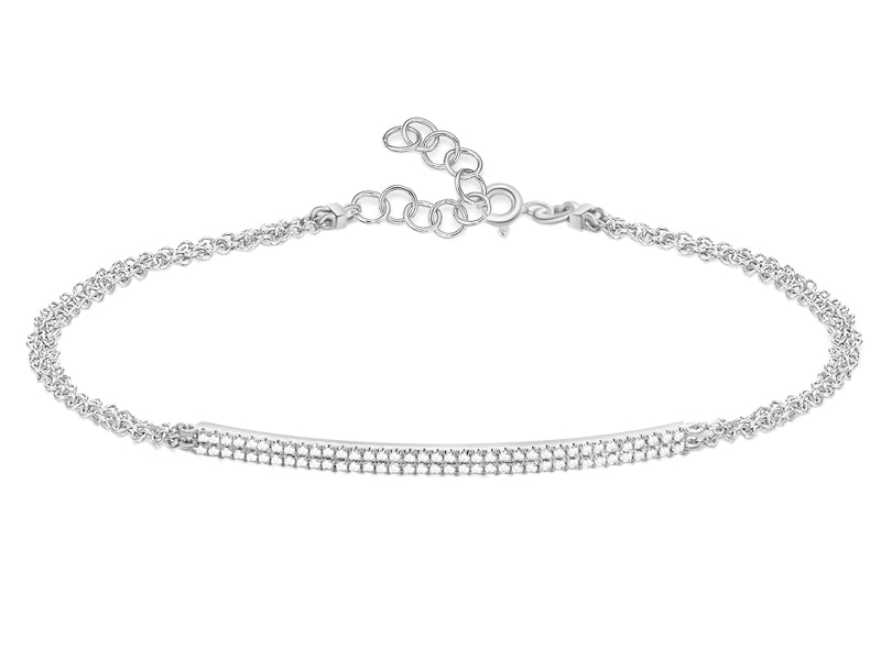 Load image into Gallery viewer, Double Row Diamond Bar &amp;amp; Double Chain Bracelet
