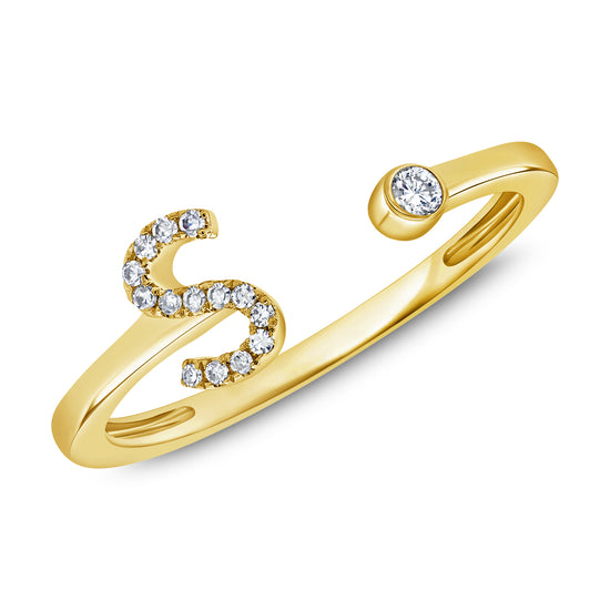 Initial Diamond & Bezel Diamond Ring