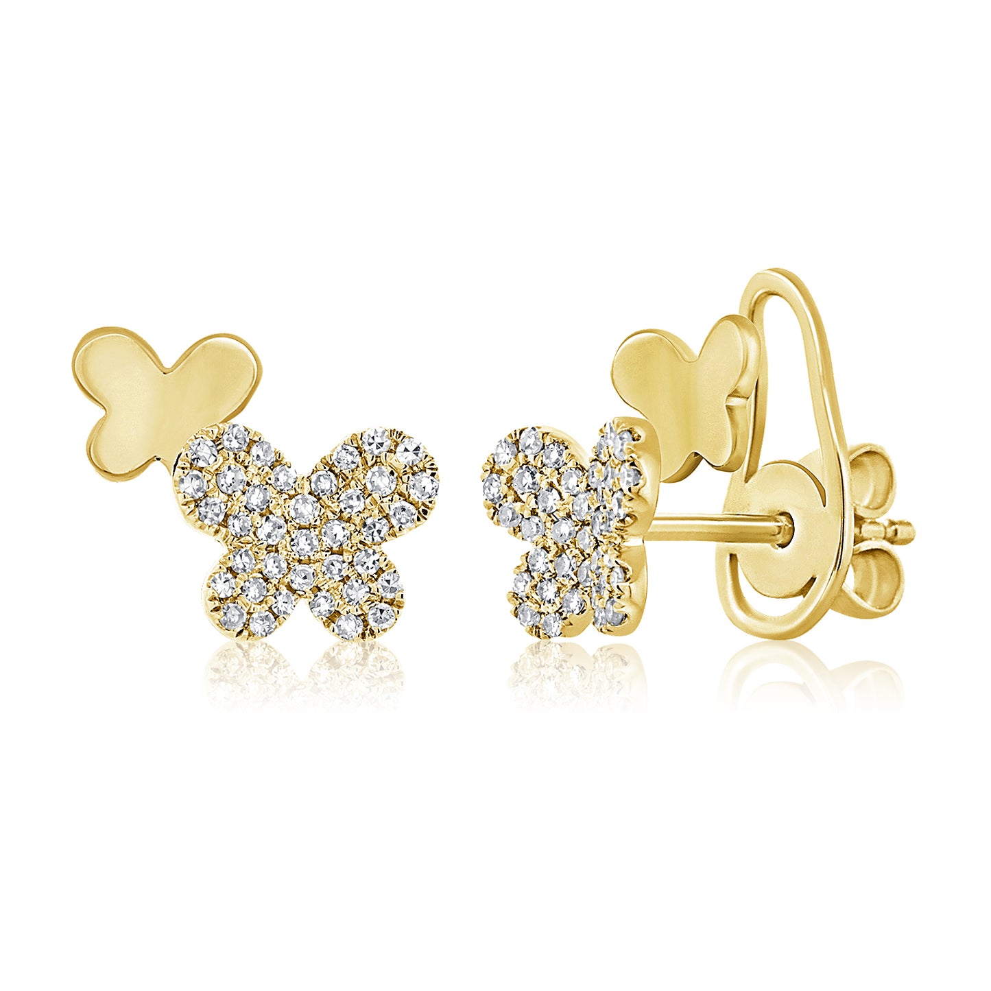 Diamond Butterfly + Gold Butterfly Earrings