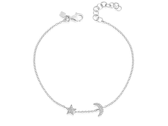Diamond Moon & Star Chain Bracelet