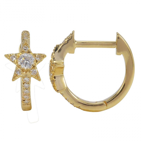 Load image into Gallery viewer, Diamond Star Huggie Earrings
