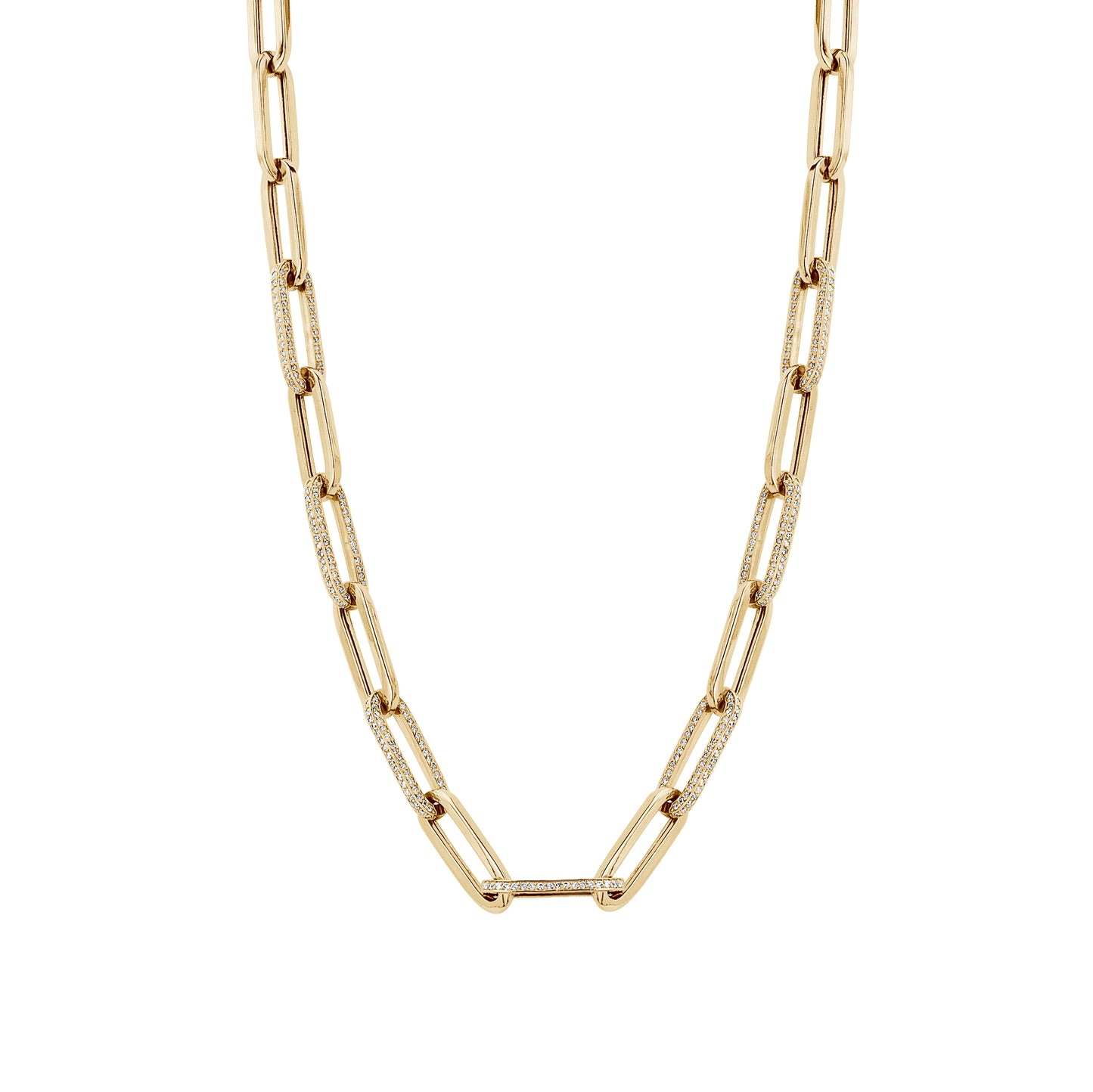 Load image into Gallery viewer, Large Alternating Gold &amp;amp; White Gold/Diamond Paperclip Necklace
