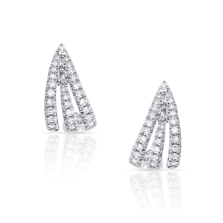 Load image into Gallery viewer, 3 Line Pointed Diamond Cage Earrings

