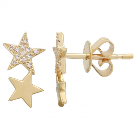 2 Star Diamond & Gold Earrings