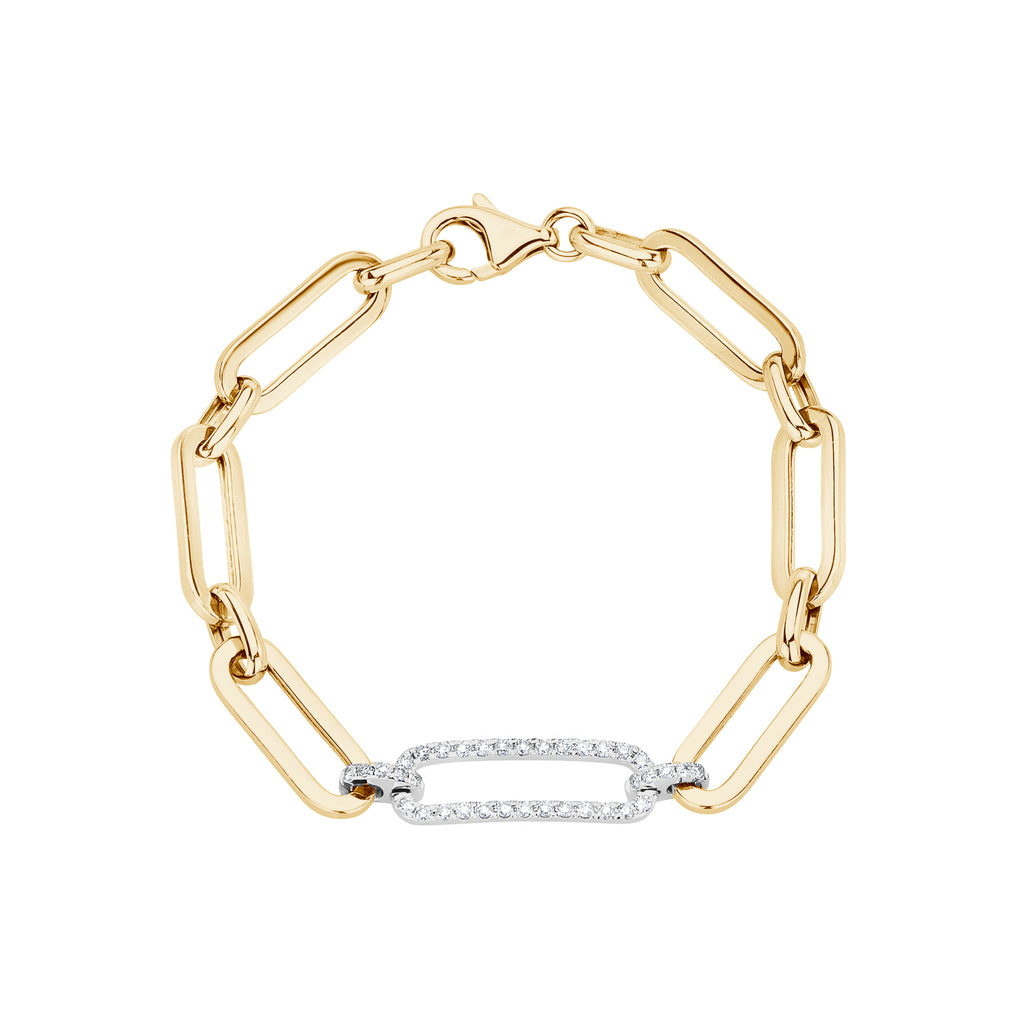 Paperclip Chain Bracelet with Diamond Links – Velvet Box Jewels