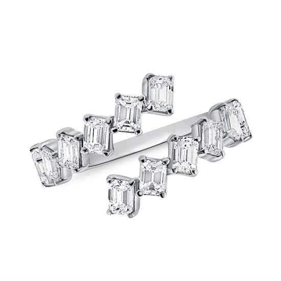 Two Row Slanted Baguette Diamond Open Ring (Solitaires)