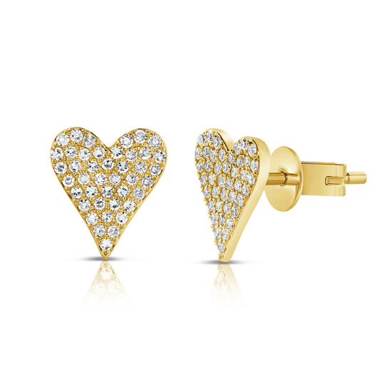 Large Pave Diamond Heart Earrings