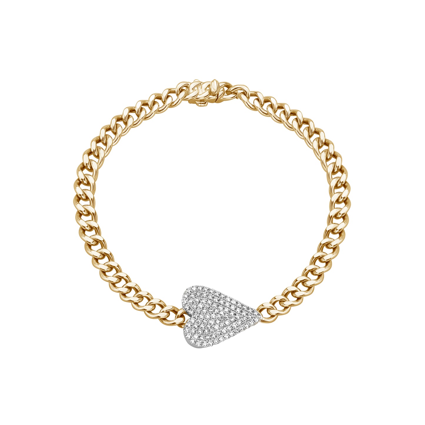 Load image into Gallery viewer, Cuban Link Bracelet With Sideways Pave Heart
