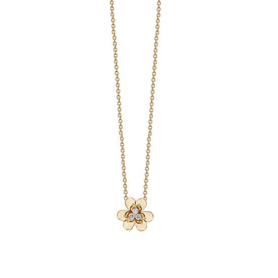Load image into Gallery viewer, Petite Three Petal Gold &amp;amp; Diamond Flower on Chain Necklace
