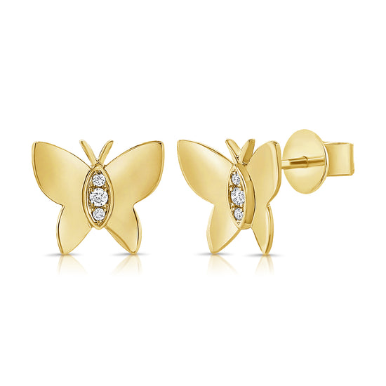 Mini Diamond & Gold Butterfly Earrings