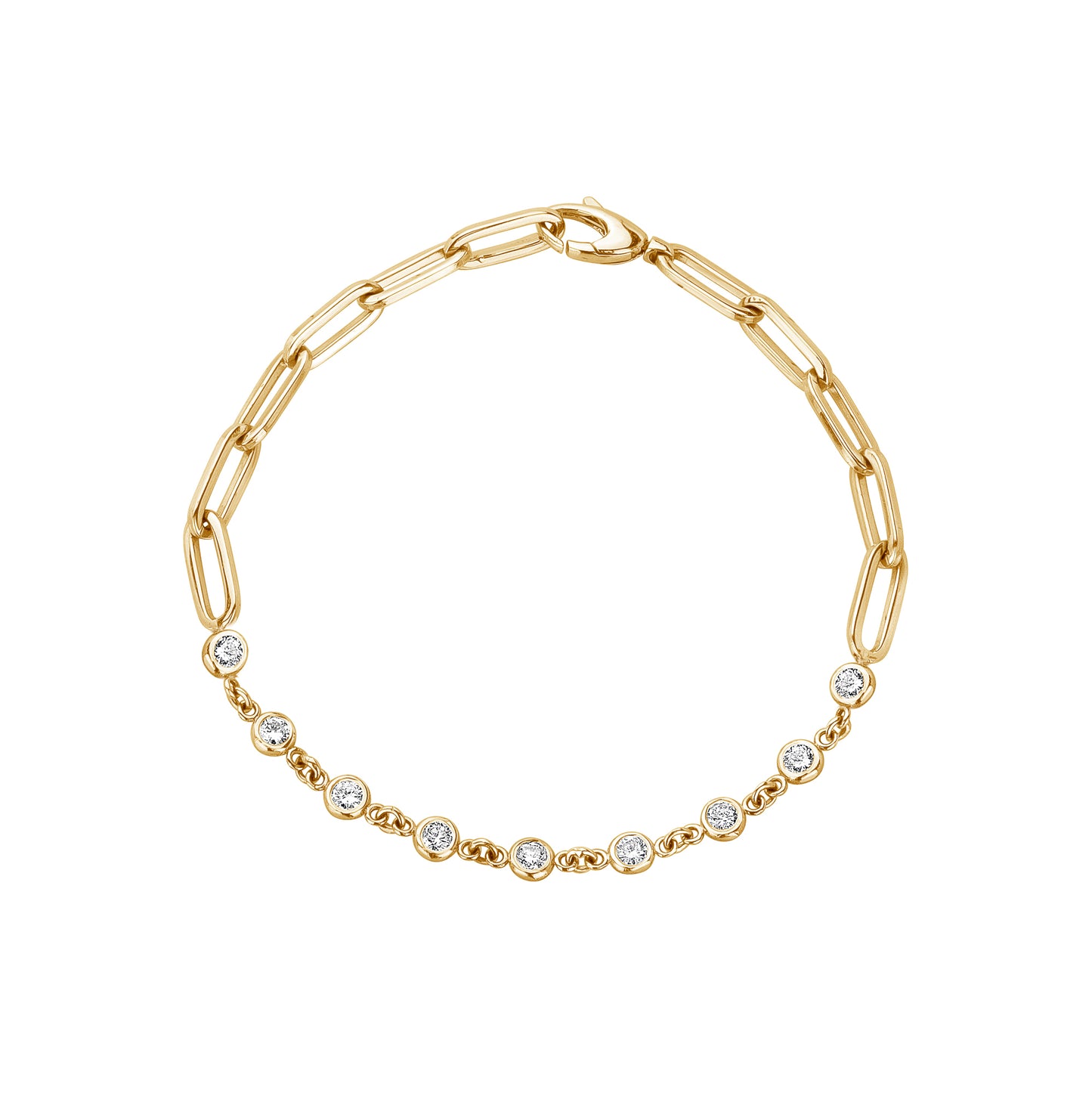 Load image into Gallery viewer, Paperclip Bracelet W Bezel Diamonds &amp;amp; Gold Rope
