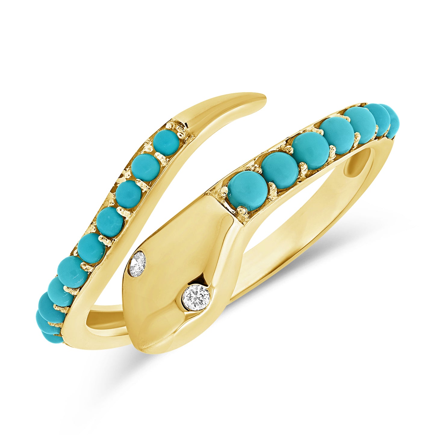 Turquoise & Diamond Snake Ring