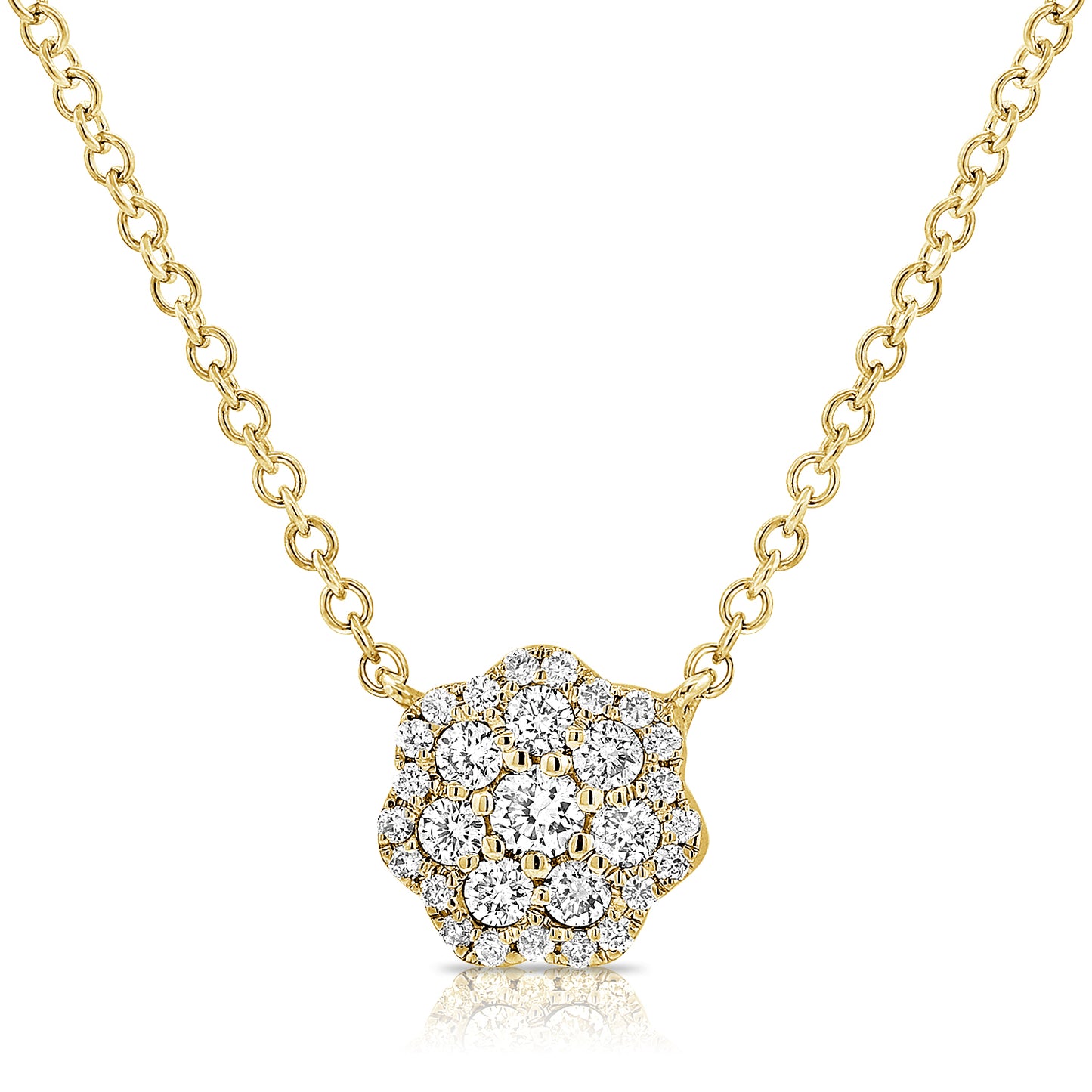 Diamond Cluster Flower on Chain Necklace