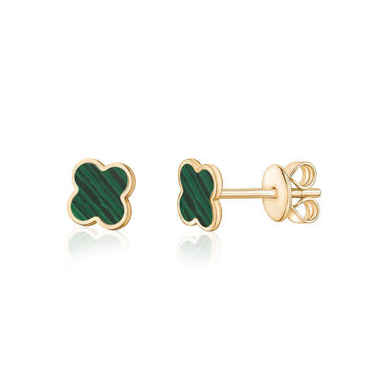 Large Colored Stone Clover Earrings