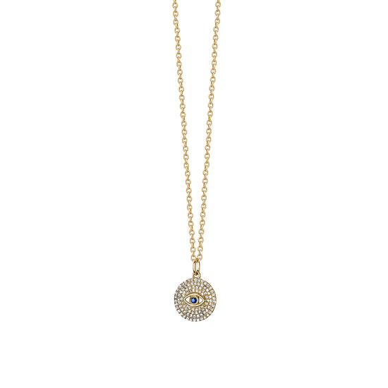 Load image into Gallery viewer, Chain Necklace With Diamond Eye Disc Pendant
