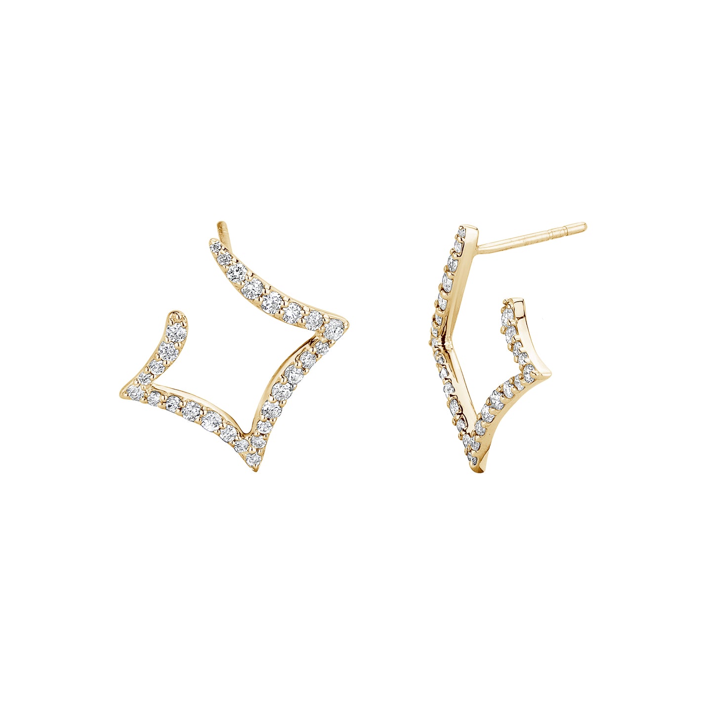 Pointy Square Open Diamond Hoops