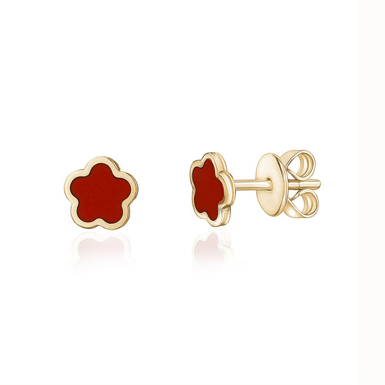 Load image into Gallery viewer, Sm Flower Red Earrings
