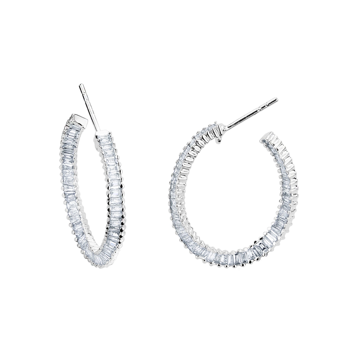 Load image into Gallery viewer, Twisted Baguette Oval Diamond Hoops
