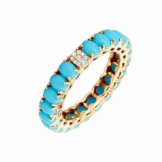 Load image into Gallery viewer, Diamond &amp;amp; Turquoise Eternity Band
