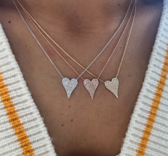 Medium Elongated Diamond Heart on Chain Necklace