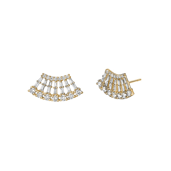 Load image into Gallery viewer, Rounded Diamond Ray Earrings
