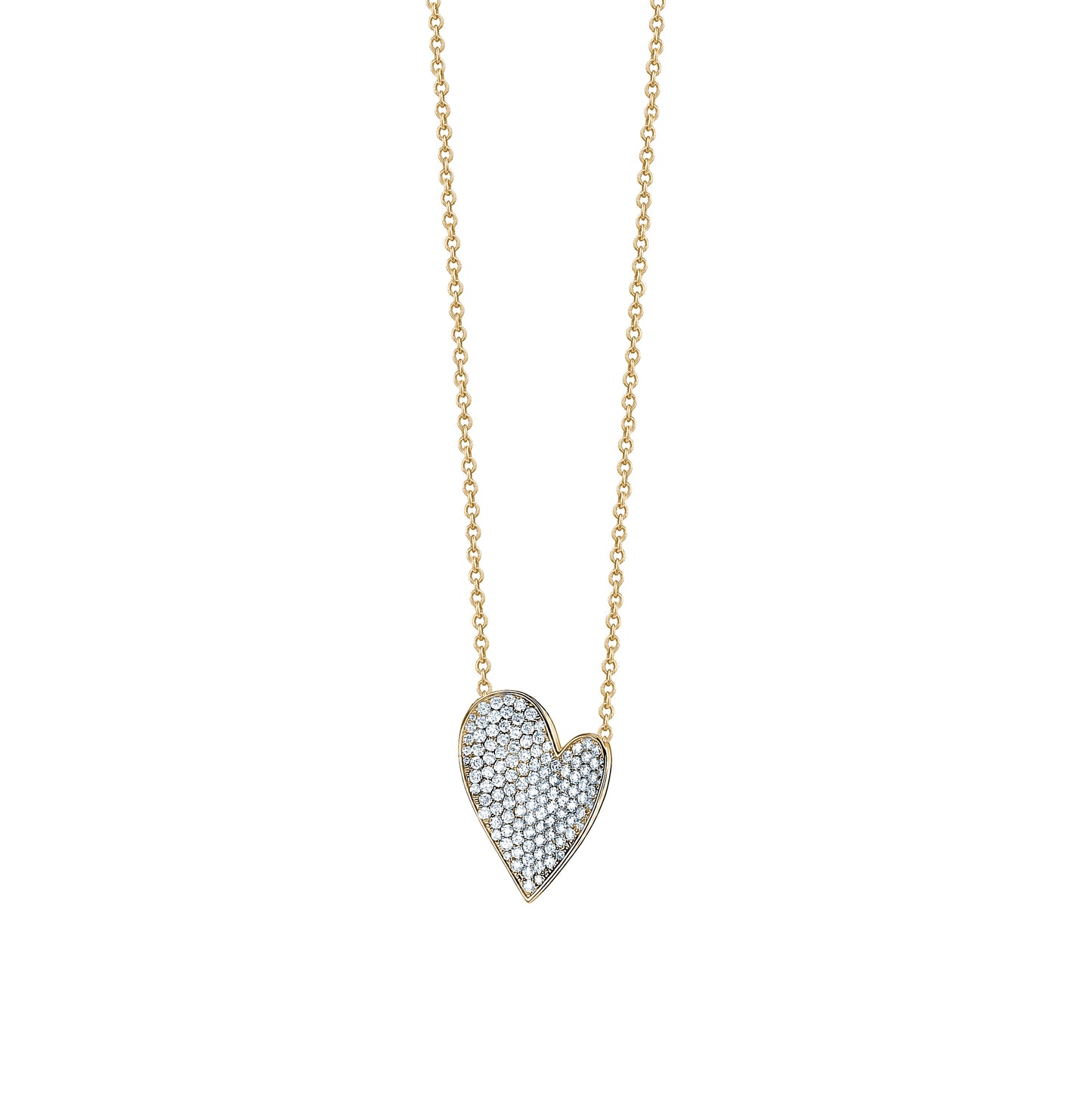 Large Rounded Diamond Pave Heart Necklace