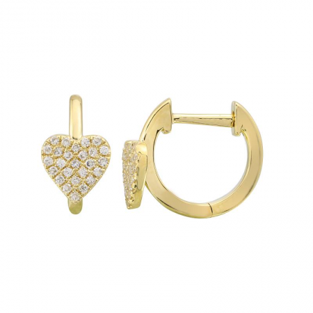 Diamond Heart Huggie Earrings