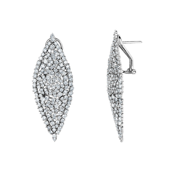 Marquee Shaped Leaf Scattered Diamonds Earrings