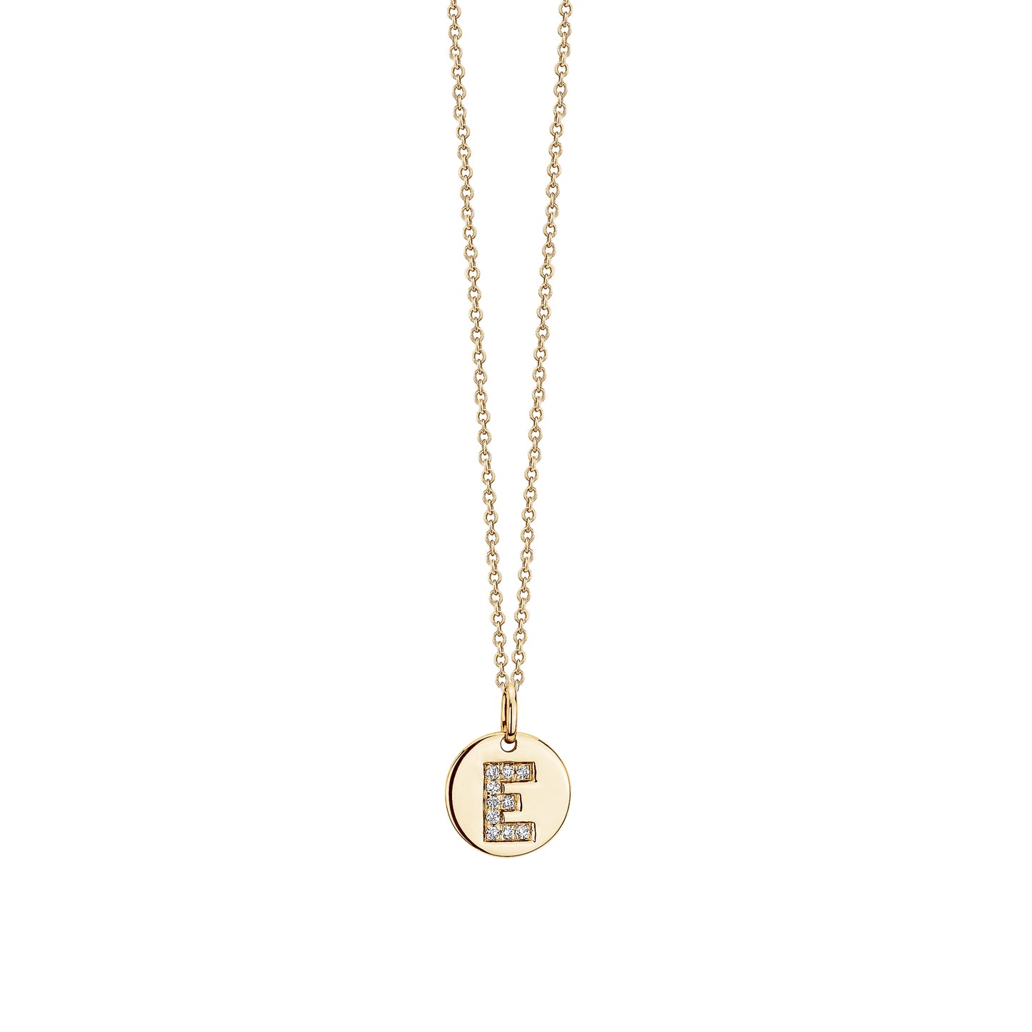 Diamond Initial Coin Charm on Chain Necklace