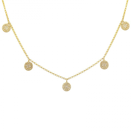 5 Station Diamond Pave Disc Chain Necklace