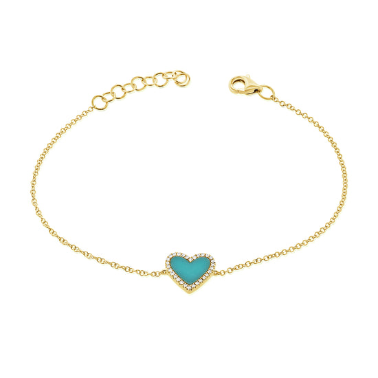 Load image into Gallery viewer, Color &amp;amp; Diamond Halo Heart Chain Bracelet
