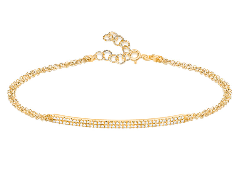 Load image into Gallery viewer, Double Row Diamond Bar &amp;amp; Double Chain Bracelet
