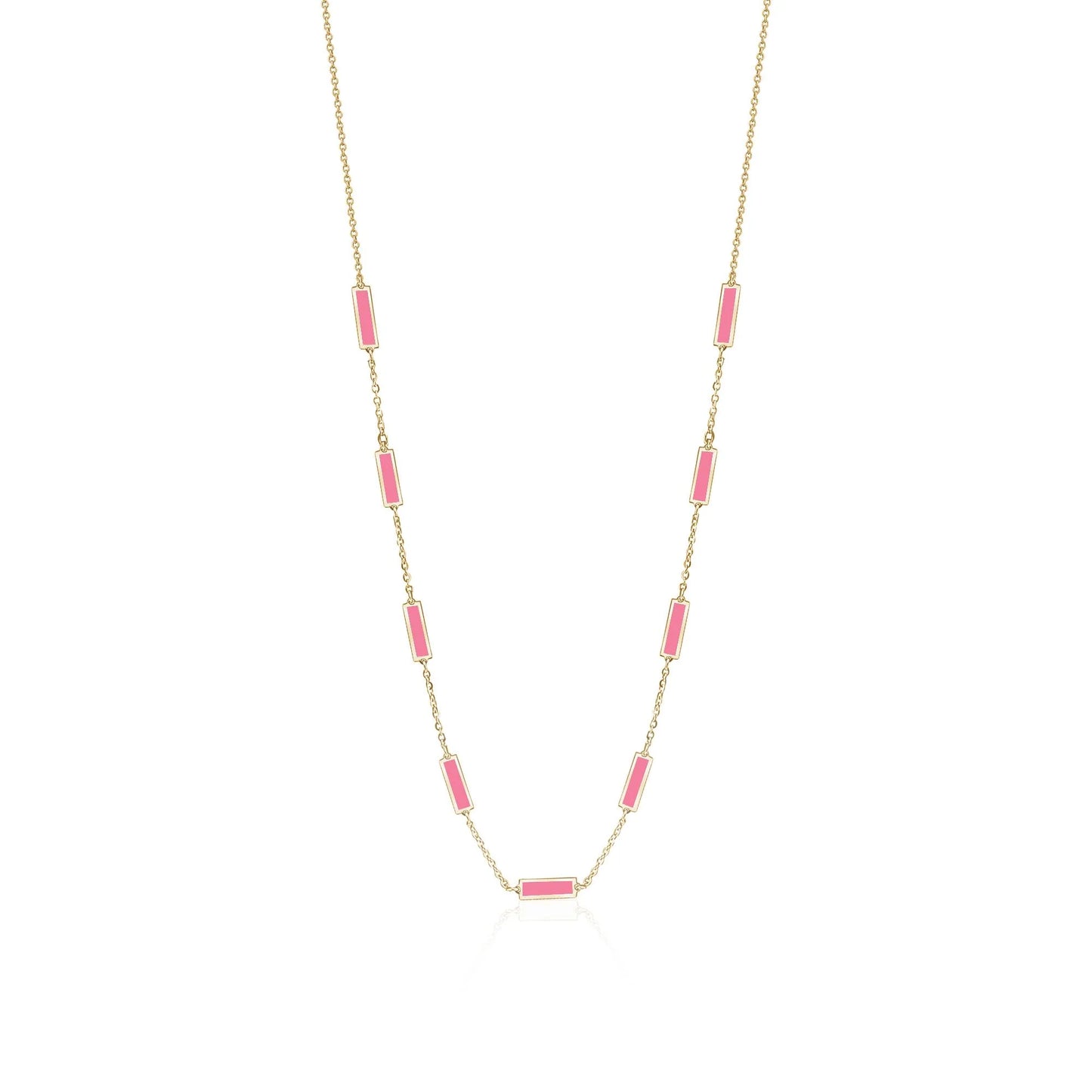 Colored Stone Bar & Chain Necklace